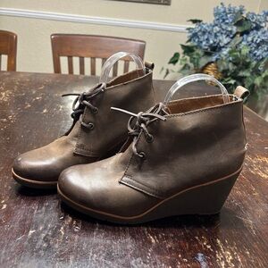 Sperry Harlow Burnished Leather Wedge Lace-Up Booties